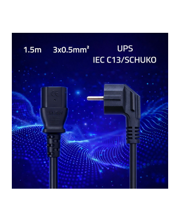 qoltec Kabel zasilający | wtyczka kątowa SCHUKO CEE 7/7 (E/F) | IEC C13 | 3x0.5mm2 | czysta miedź | 1.5m nr 2