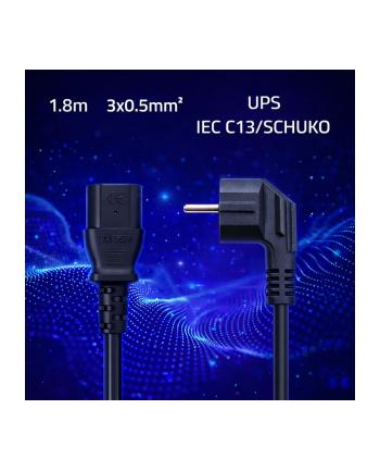 qoltec Kabel zasilający | wtyczka kątowa SCHUKO CEE 7/7 (E/F) |  IEC C133x0.5mm2 | czysta miedź Cu | 1.8m nr 2