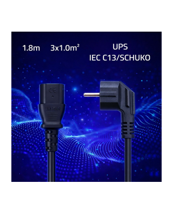 qoltec Kabel zasilający | wtyczka kątowa SCHUKO CEE 7/7 (E/F) | IEC C13 | 3x1.0mm2 | czysta miedź Cu | 1.8m nr 1