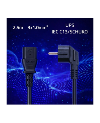 qoltec Kabel zasilający | wtyczka kątowa SCHUKO CEE 7/7 (E/F) | IEC C13 | 3x1.0mm2 | Czysta miedź Cu | 2.5m nr 1