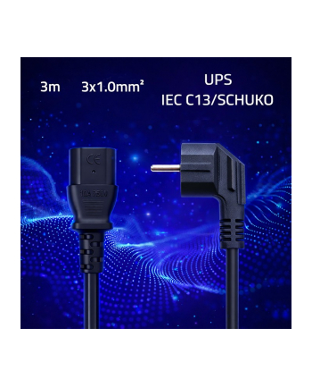 qoltec Kabel zasilający | wtyczka kątowa SCHUKO CEE 7/7 (E/F) | IEC C13 | 3x1.0mm2 | Czysta miedź Cu | 3m nr 1