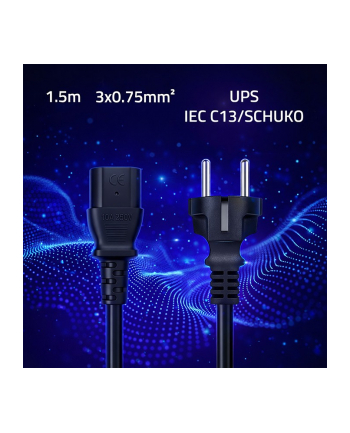 qoltec Kabel zasilający SCHUKO CEE 7/7 (E/F) | IEC C13 | 3x0.75mm2 | Czysta miedź Cu | 1.5m nr 1