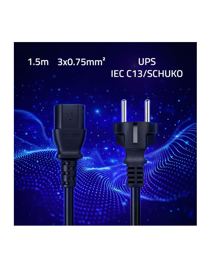 qoltec Kabel zasilający SCHUKO CEE 7/7 (E/F) | IEC C13 | 3x0.75mm2 | Czysta miedź Cu | 1.5m główny