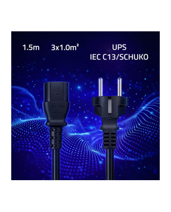 qoltec Kabel zasilający SCHUKO CEE 7/7 (E/F) | IEC C13 | 3x1.0mm2 | Czysta miedź Cu | 1.5m