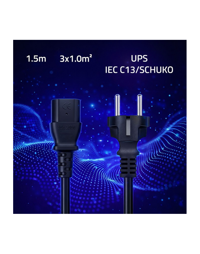 qoltec Kabel zasilający SCHUKO CEE 7/7 (E/F) | IEC C13 | 3x1.0mm2 | Czysta miedź Cu | 1.5m główny