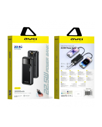 awei Powerbank PA-93 22,5W PD 20000mAh kable wbudowane
