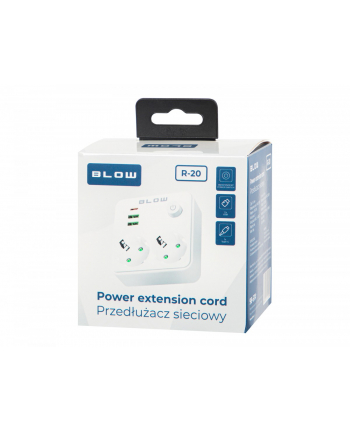 blow Rozgałęźnik R-20 PR 2-GNIAZDA + 2USB + USB-C biały