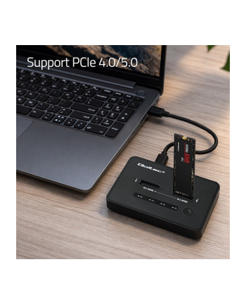 qoltec Stacja dokujšca dysków SSD M.2 NVMe | PCIe | USB-C | 20Gb/s |    DUAL 2x8TB | klonowanie offline