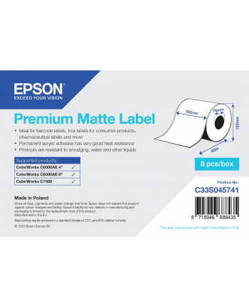 Epson Premium Matte Label - Continuous Roll: 102mm x 60m C33S045741