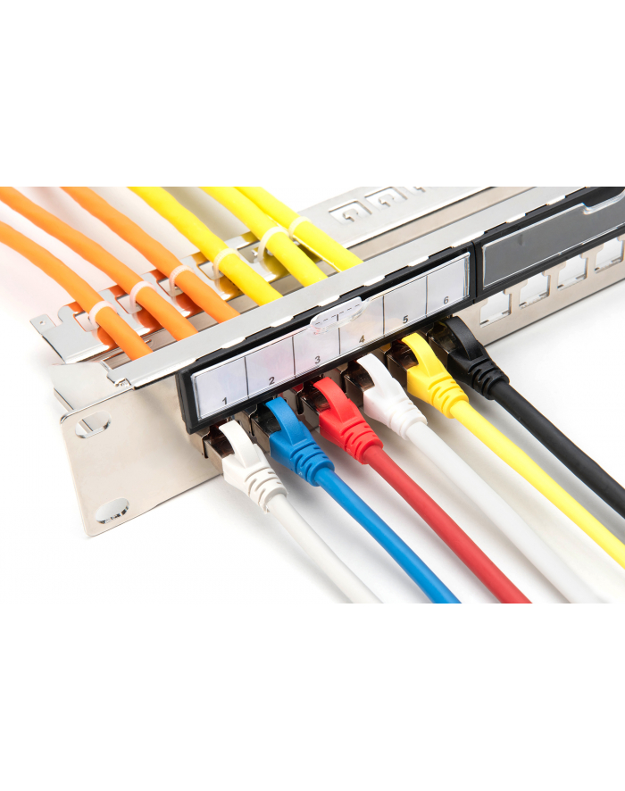 Digitus Modular Galvanized Patch Panel, shielded, 24-port blank, 1U, Rack Mount, transp. label field, Silver główny