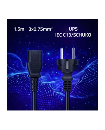 qoltec Kabel zasilający SCHUKO CEE 7/7 (E/F) | IEC C13 | 3x0.75mm2 | Czysta miedź Cu | 1.5m