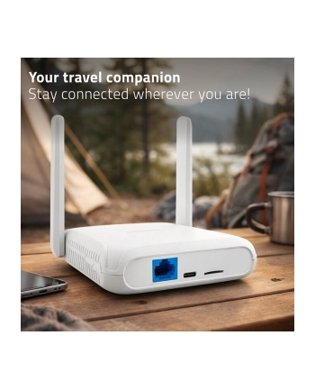 qoltec Router Home'Travel 4G LTE WiFi 6 | AX300 | 2.4GHz | Dual Antena |USB-C | Micro SIM