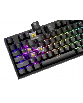 Genesis Thor 404 czarna RGB Gateron Yellow Pro klawiatura mechaniczna | Qwerty | USB | 11 klawiszy multimedialnych | podświetlenie RGB | Gateron Yellow Pro | Hot-Swap