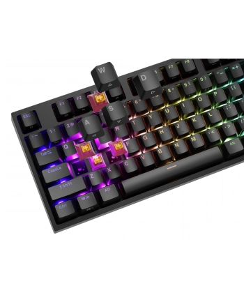 Genesis Thor 404 czarna RGB Outemu Peach Silent klawiatura mechaniczna | Qwerty | USB | 11 klawiszy multimedialnych | Outemu Peach Silent | Hot-Swap