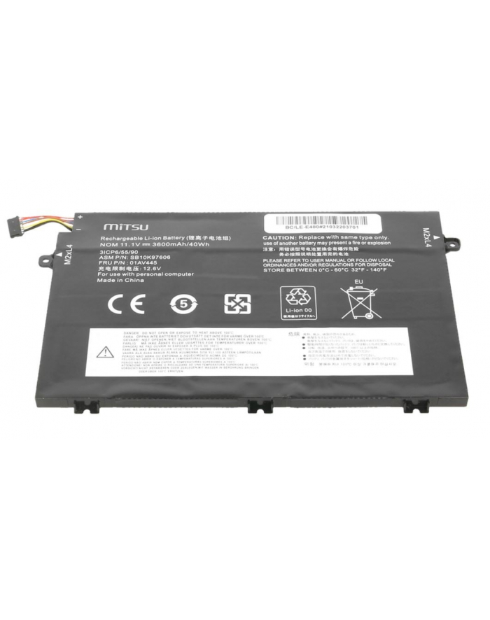 mitsu Bateria do Lenovo ThinkPad E480, E580 3600 mAh (40 Wh) 11.1 Volt główny