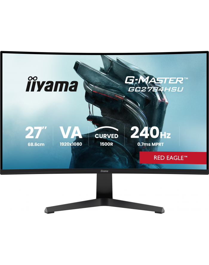 iiyama Monitor 27 '' GC2784HSU-B1 FHD, 0.7ms, VA, 1500R, 240Hz 2xHDMI, DP, 2xUSB, FreeSync Premium -1920x1080 (48-240Hz), HDR10, 2x2W główny