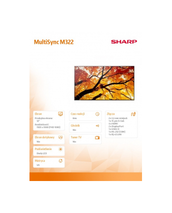 sharp Monitor MultiSync M322 32 cale 24/7