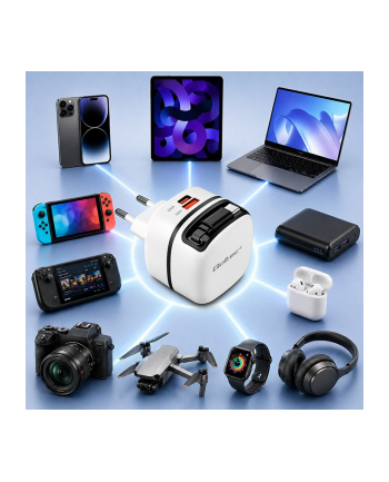 qoltec Ładowarka sieciowa GaN 65W | USB-C PD PPS | 5-20V | 3-3.25A |    wysuwany kabel nr 1