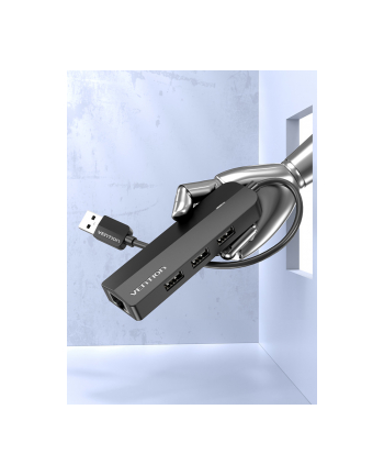 Vention Hub 3x Usb + Lan 100Mbit + Zasilanie 0,15m (CHPBB)