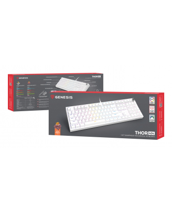 Genesis Thor 404 biała RGB Outemu Peach Silent klawiatura mechaniczna | Qwerty | USB | 11 klawiszy multimedialnych | Outemu Peach Silent | Hot-Swap | biała nr 2