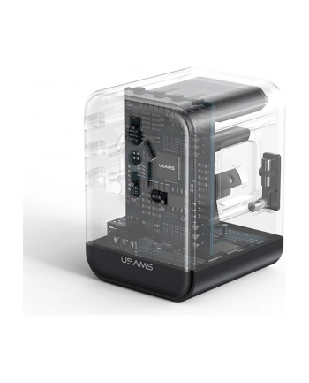 usams Ładowarka travel adapter 17W CC308 USB-C + USB-A 4w1 US/AU/EU/UK czarna