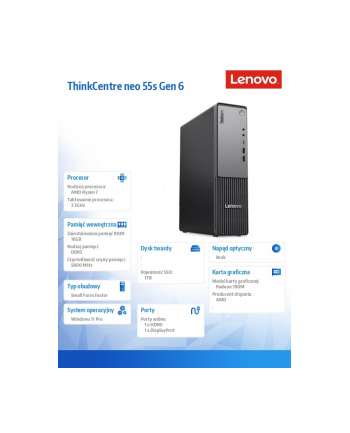 lenovo Komputer ThinkCentre Neo 55s G6 SFF 13G0001FPB W11Pro 7 250/16GB/1TB/AMD/3YR OS nr 1