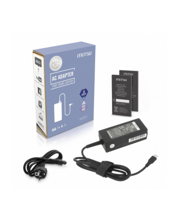 mitsu Zasilacz ładowarka do laptopa 45W USB-C 5V-9V-12V-15V/3A, 20V/2.25A PD