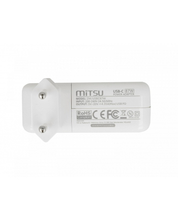 mitsu Zasilacz ładowarka do laptopa 87W USB-C 5V-9V-12V-15V/3A, 20V/3.25A, 20.2V/4.3A PD