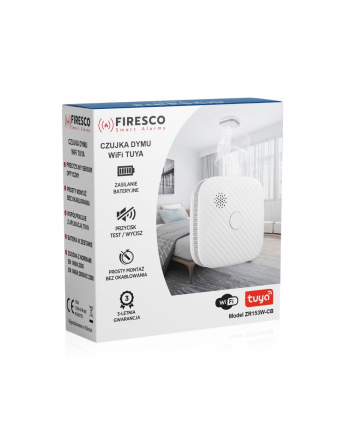 firesco Czujka dymu Tuya/Wifi ZR153SW-CB, czujka dymu z funkcja komunikacji, domowa, autonomiczna, Wi-Fi