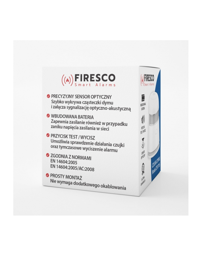 firesco Czujka dymu ZR170S, autonomiczna czujka dymu, wbudowana bateria, 3 letnia gwarancja główny