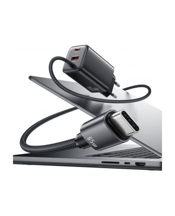 usams Ładowarka sieciowa JC Series CC266 65W GaN Fast Charger wbudowanykabel USB-C biała