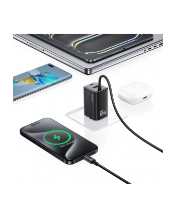 usams Ładowarka sieciowa JC Series CC266 65W GaN Fast Charger wbudowanykabel USB-C biała