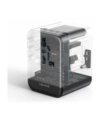 usams Ładowarka travel adapter 17W CC308 USB-C + USB-A 4w1 US/AU/EU/UK czarna
