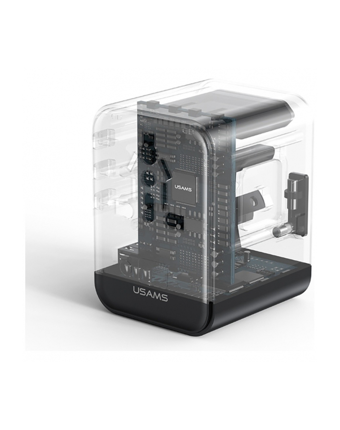 usams Ładowarka travel adapter 17W CC308 USB-C + USB-A 4w1 US/AU/EU/UK czarna główny