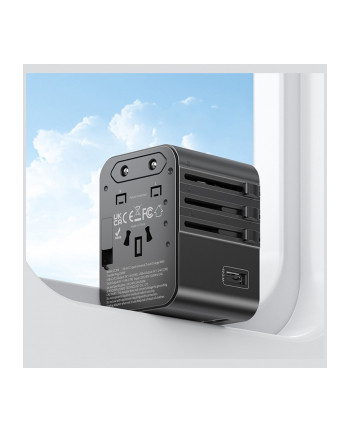 usams Ładowarka travel adapter 17W CC308 USB-C + USB-A 4w1 US/AU/EU/UK czarna