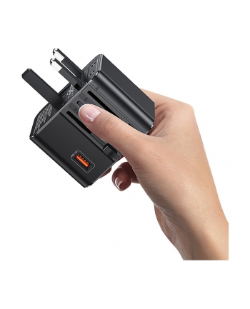 usams Ładowarka Travel Adapter 25W US/AU/EU/UK 2xUSB-C czarny 4w1