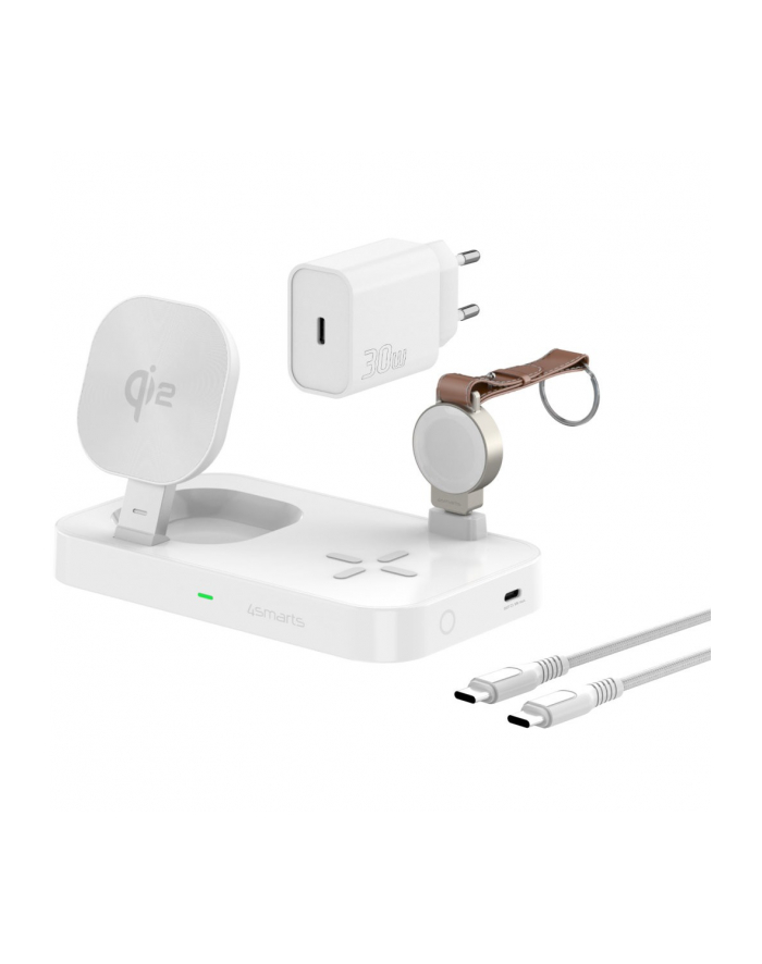 4Smarts 540994 ładowarka do urządzeń przenośnych Słuchawki, Smartfon, Smartwatch Biały DC, USB Bezprzewodowe ładowanie Szybkie ładowanie Wewnętrzna główny