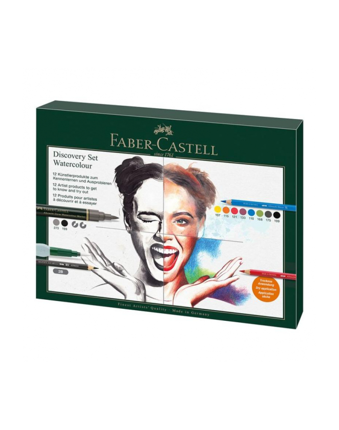 Faber-Castell Zestaw Artystyczny Try It Media Akwarelowe Kredki + Pisaki A.Durer Ołówek Pędzelek 12 Elementów główny