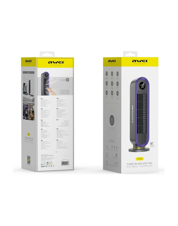 awei Wiatrak wentylator F52 kolumnowy 3600mAh szary główny