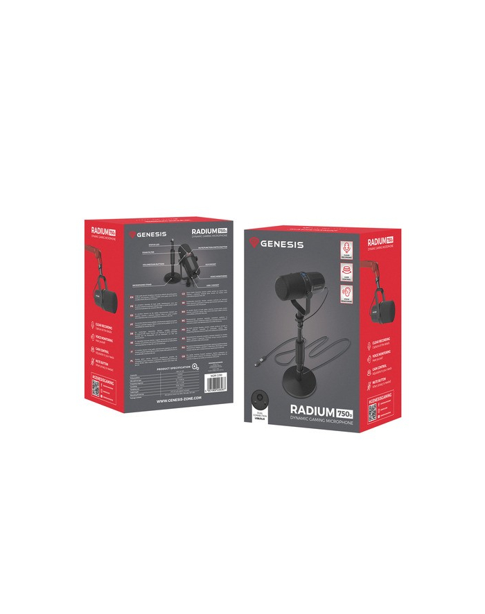 natec Mikrofon Genesis Radium 750D studyjny USB/XLR statyw główny