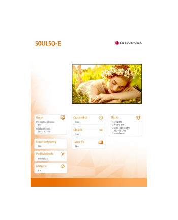 lg electronics Monitor wielkoformatowy 50UL5Q-E 500cd/m2 UHD 24/7 nr 2
