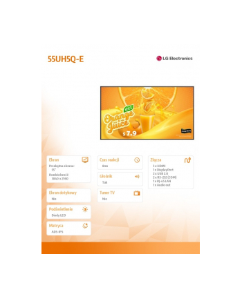 lg electronics Monitor wielkoformatowy 55 ''  55UH5Q-E 500cd/m2 UHD 24/7