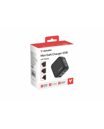 verbatim Ładowarka Mini GaN 65W TFT 2xUSB-C 1xUSB-A  EU/UK/USA 30238