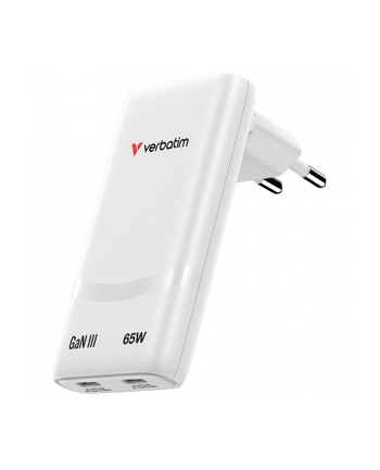 verbatim Ładowarka Fold n GO GaN 65W 2xUSB-C PD 3.0 PPS biała