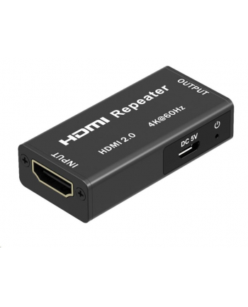 Premiumcord Repeater 4K HDMI do 40 m, HDMI 2.0, metalowa obudowa, zewnętrzne źródło zasilania, rozdzielczość wideo 4Kx2K 2160p UHD @ 60 Hz, Full HD 10