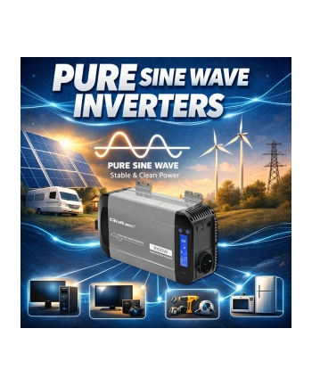 qoltec Przetwornica napięcia Pure Sine Wave | 12V na 230V | 500/1000W