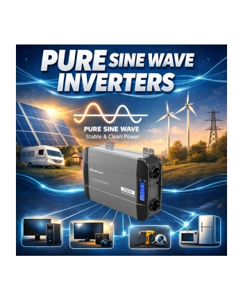 qoltec Przetwornica napięcia Pure Sine Wave | 12V na 230V | 1500/3000W