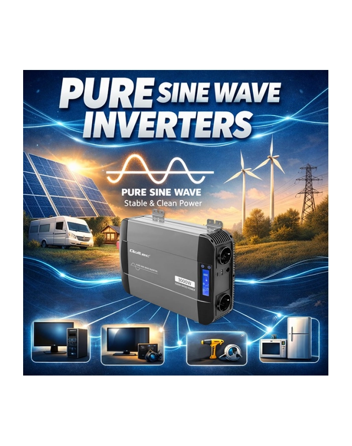 qoltec Przetwornica napięcia Pure Sine Wave | 12V na 230V | 1500/3000W główny