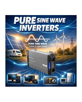 qoltec Przetwornica napięcia Pure Sine Wave | 12V to 230V | 2500/5000W