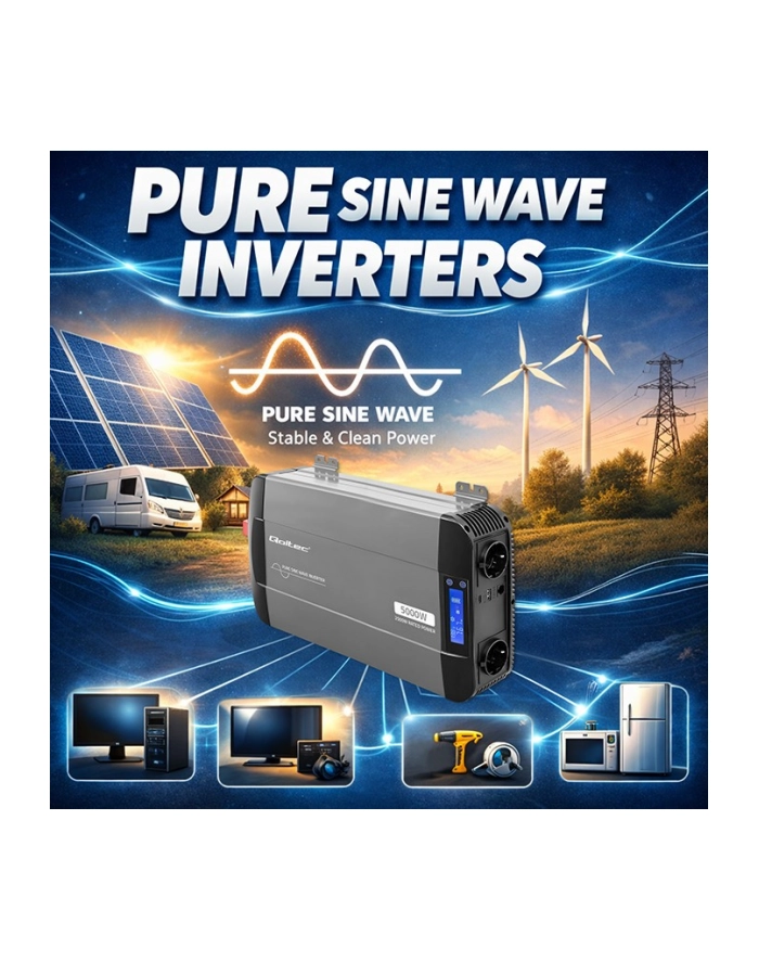 qoltec Przetwornica napięcia Pure Sine Wave | 12V to 230V | 2500/5000W główny